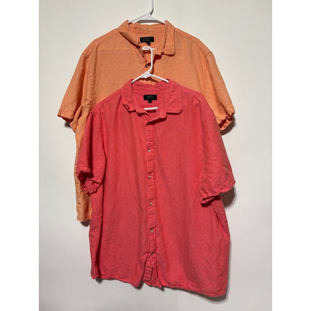 Banana Republic Men Size XXL Button Front Shirts Orange Red Short Sleeve Lot